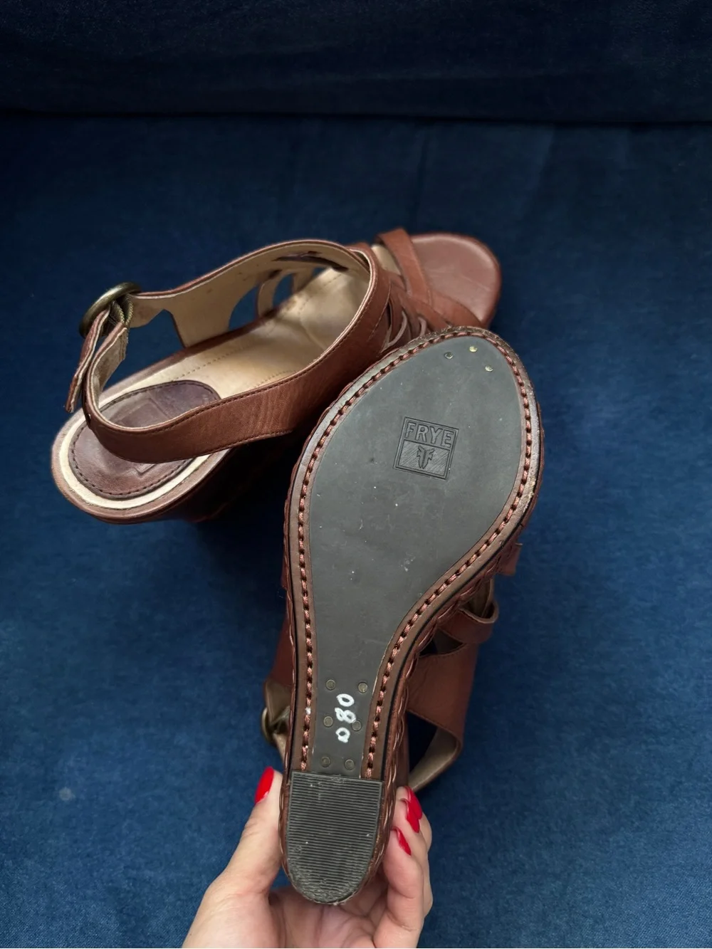 Frye 'Corrina Strappy' Dark Brown Wedge Size 8M